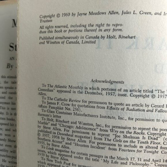 Steve Allen Autobiography Mark It and Strike It, 1960 - Picture 5 of 5